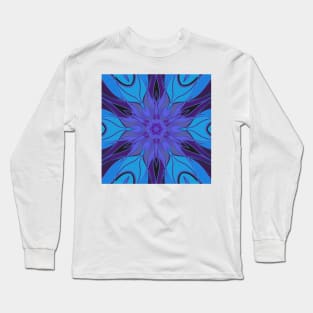 Cartoon Mandala Flower Blue and Purple Long Sleeve T-Shirt